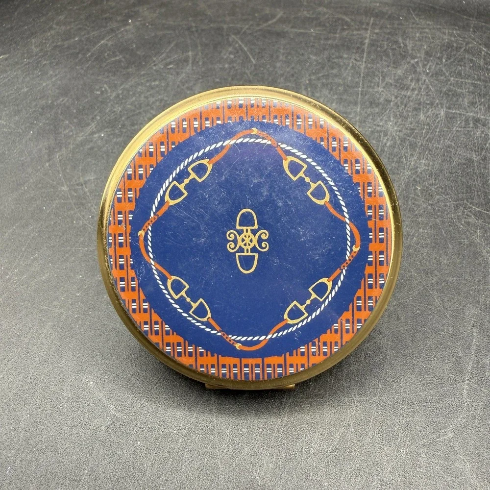 Vintage Stratton England Equestrian Horse Bit Powder Compact Mirror‎ Round 3 In